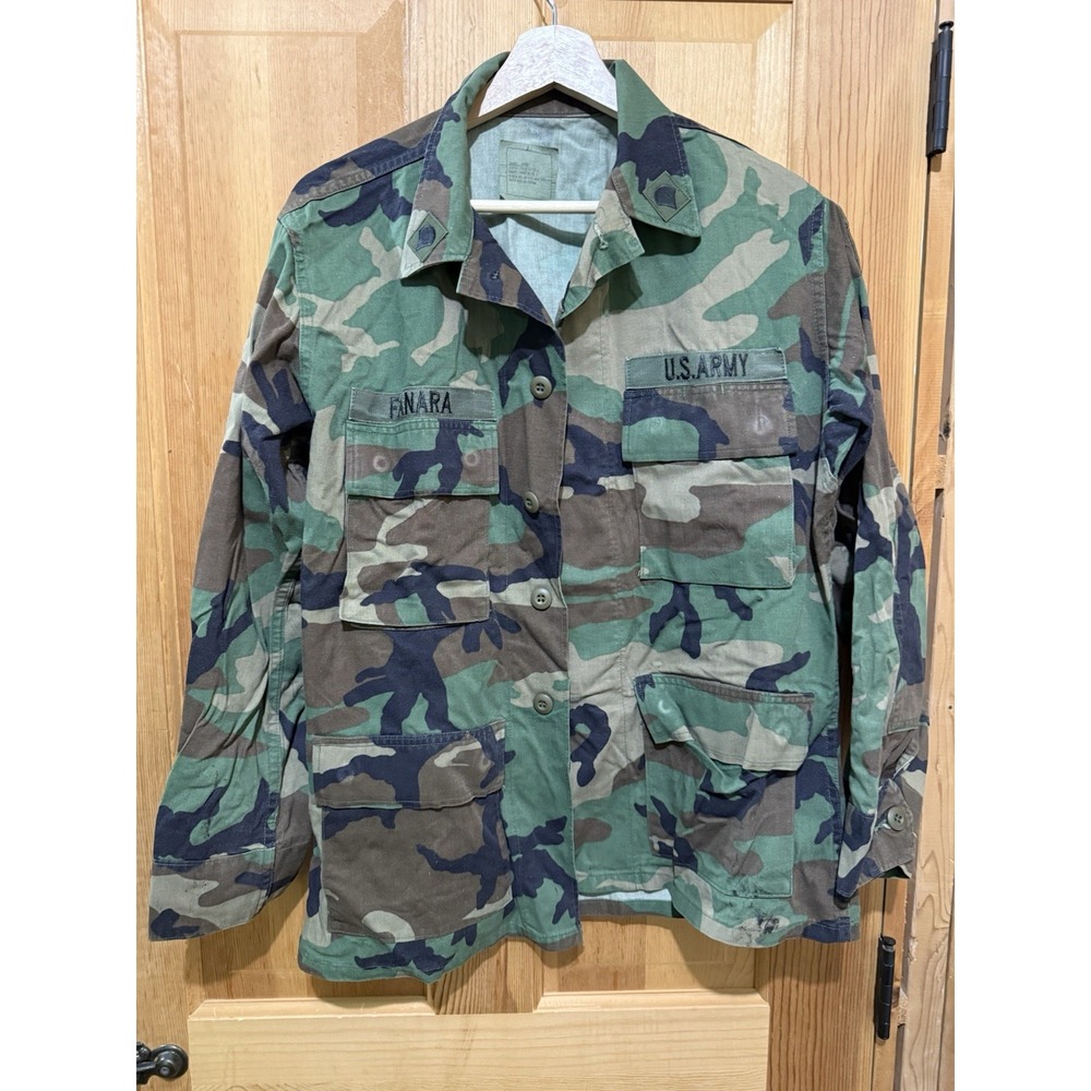 VTG US Army Camo Shirt Jacket Adult Small‎ Shirt Green Camouflage Airborne Patch